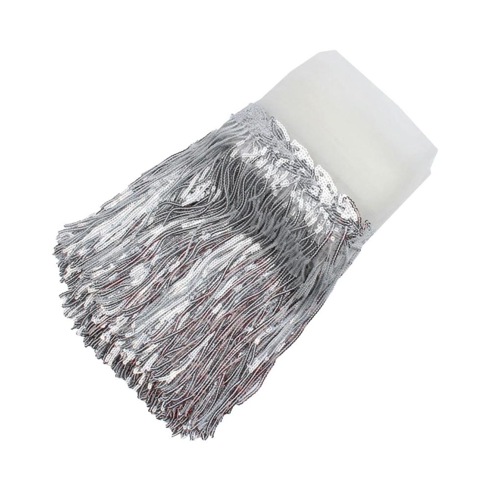 10 Yard Fransen-Borten mit Pailletten Schwarz Silber Dekorationen – Perfekt für DIY Kleidung Vorhänge und mehr! Hochwertige Stickerei Polyester Nähzubehör-Silber enthalten. Entdecken Sie kreative Möglichkeiten