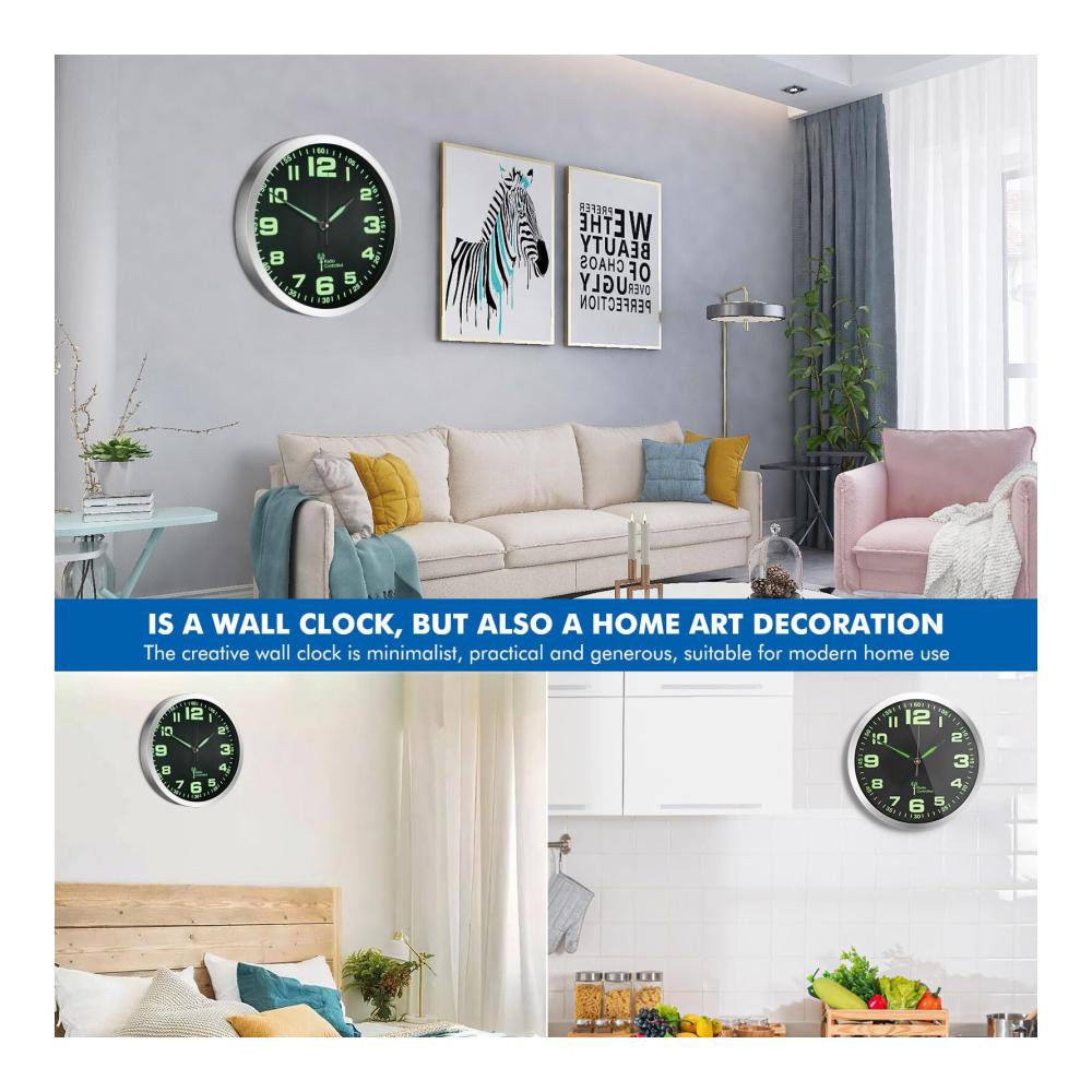 Moderne Funk-Wanduhr Geräuschlos leuchtend automatisch kalibriert - Ideal für Schlafzimmer Büro Küche & Wohnzimmer - 30