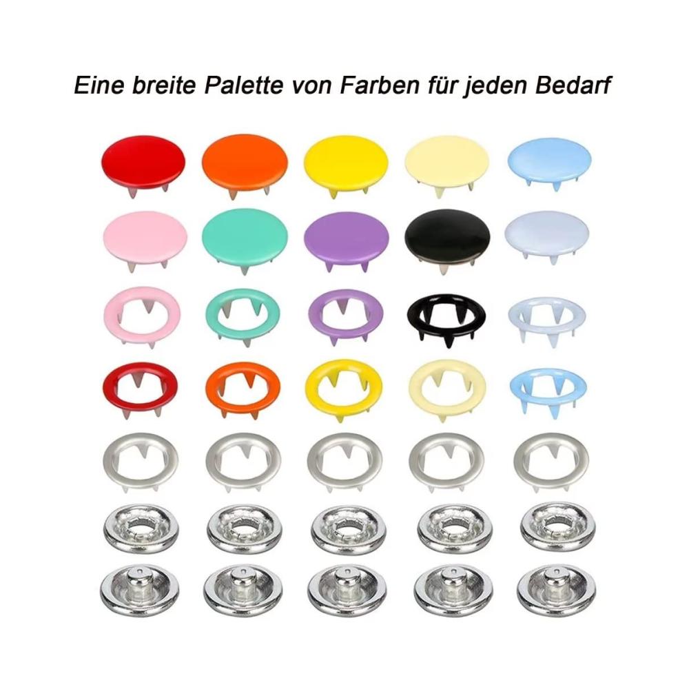Entdecken Sie Qualität und Vielseitigkeit 200er Set Druckknopf mit Zange – Hohle und Solide Metallknöpfe für Nähen Handwerk Leder - Nähzubehör für Kle