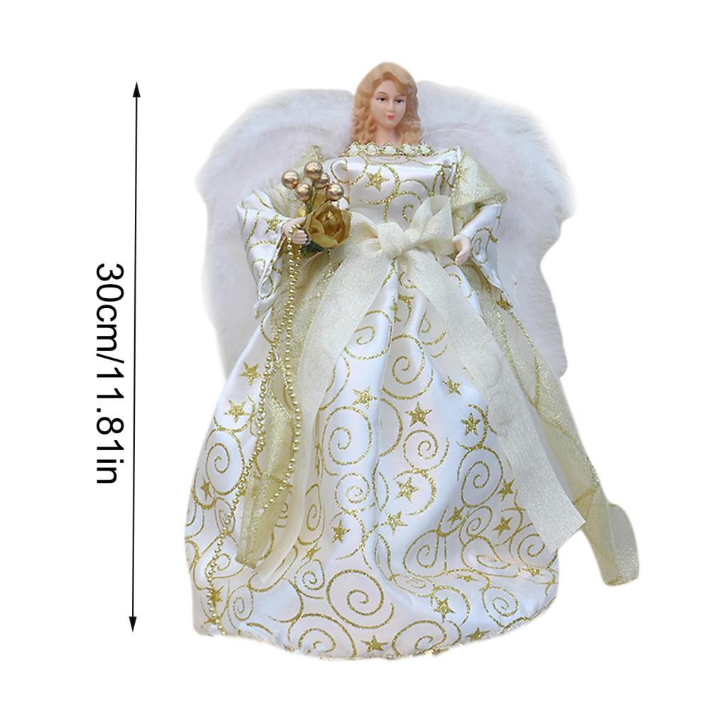 Weihnachtsengel Baumspitze | Christbaumspitze Engel Weiß | Festlicher Spitzenengel für Weihnachtsbaumdekoration | Handgefertigte Weihnachtsengel-Figur | Weihnachtsbaum Schmuck und Deko