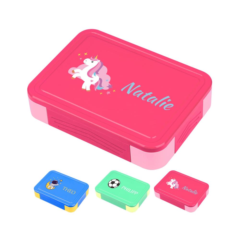 Premium Lunchbox für Kinder mit personalisierter Namensgravur | Auslaufsicher und BPA-frei | Brotdose mit Fächern für Schule und Kindergarten | 62 Muster zur Auswahl | Mädchen und Jungen | 1330ml Kapazität | Ideale Jausenbox für Kita und unterwegs