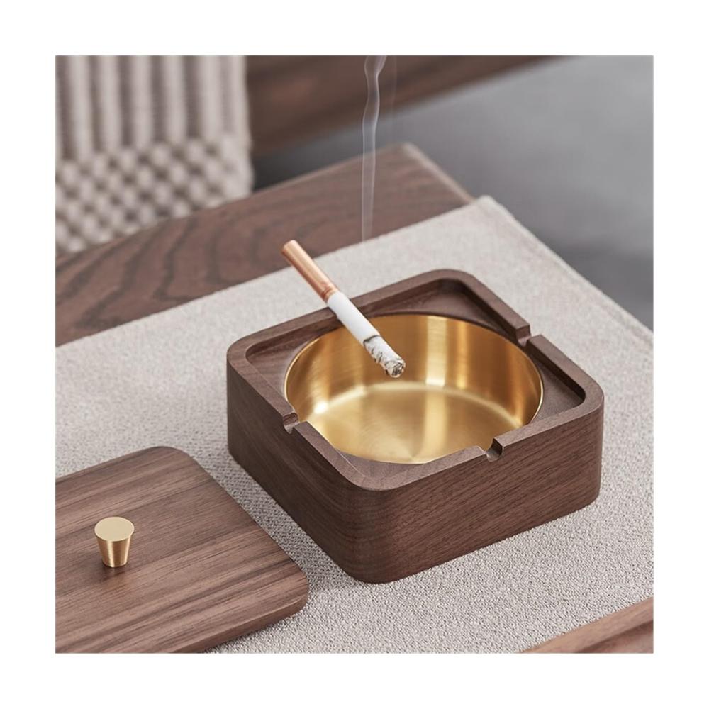 Edler Aschenbecher mit rostfreiem Stahleinsatz | Indoor & Outdoor Tischaschenbecher | Raucherzubehör für Zuhause und Terrasse | Dekorativer Aschehalter für Wohnaccessoires