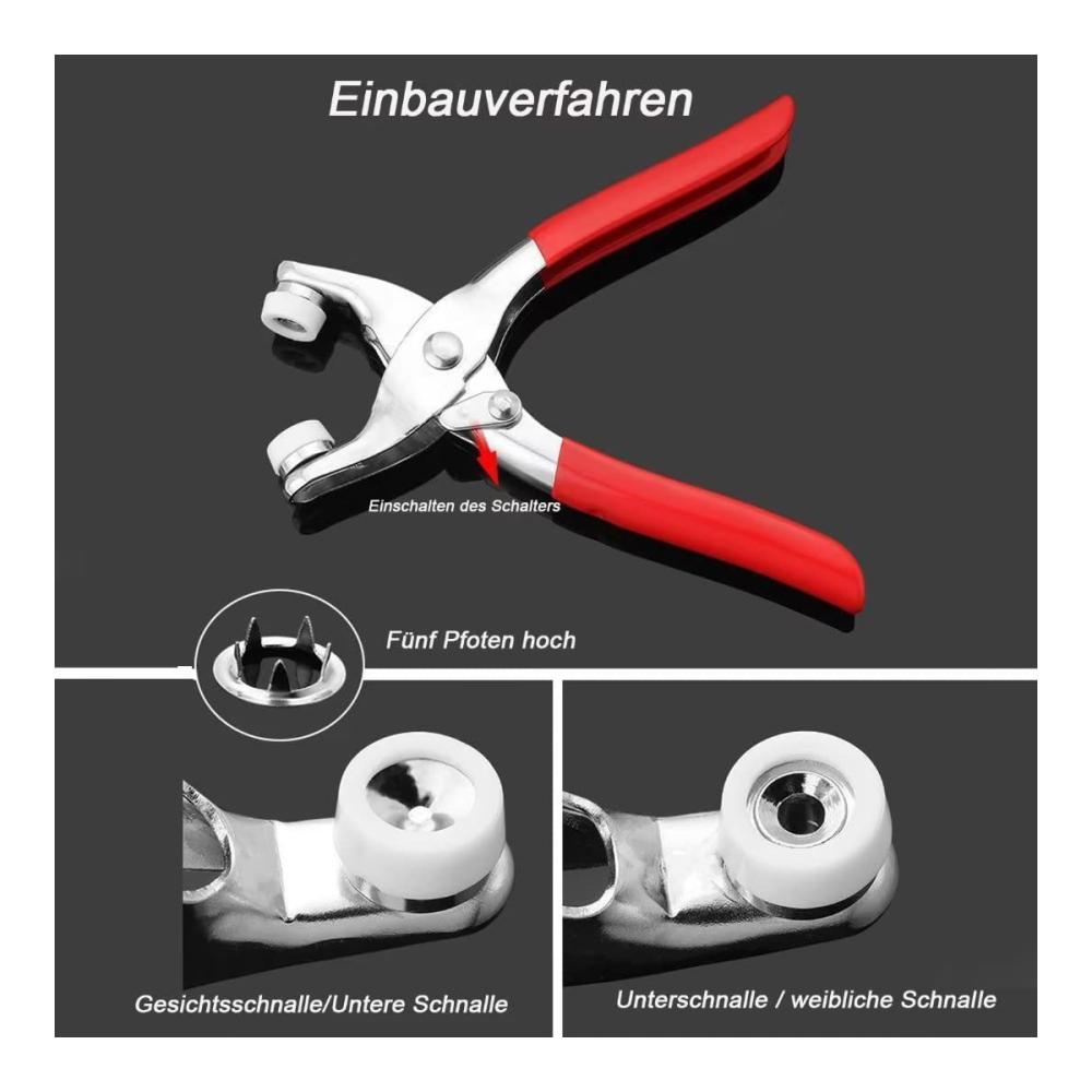 Entdecken Sie Qualität und Vielseitigkeit 200er Set Druckknopf mit Zange – Hohle und Solide Metallknöpfe für Nähen Handwerk Leder - Nähzubehör für Kle