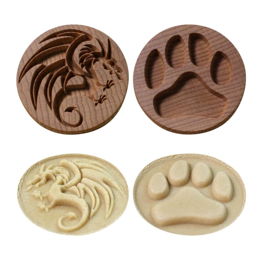 Erstellen Sie lustige und einzigartige Kekse mit unseren Ausstechformen! 2 Stück Holzformen für Backen Prägen und Stempeln - 3D-Drachen & Katzenklaue - DIY-Backwerkzeuge für Zuhause