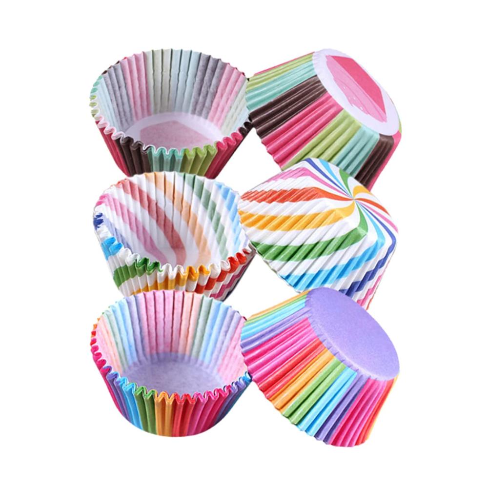 100 Stk Einweg-Backbecher | Gemusterte Cupcake-Förmchen | Kuchenbelag | Mini Cupcake-Wraps | Papierbecher | Cupcake-Becher | Umweltfreundliche Backutensilien