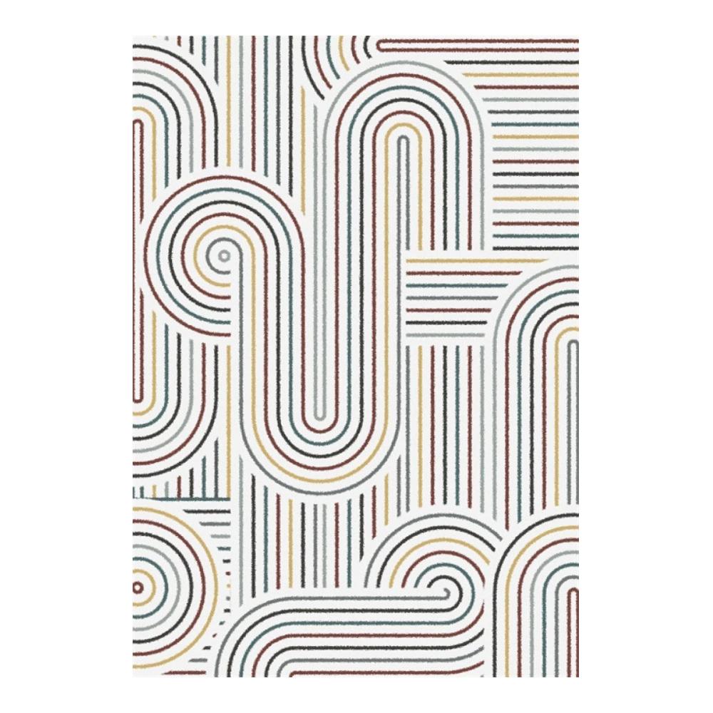 Premium Teppich für Wohnzimmer | Weiche 160x280cm Matte mit Multicolor-Design | Rutschfester Waschbarer Spielteppich für Kinder | Ideal als Dämm- & Schutzmatten | Modernes geometrisches Muster