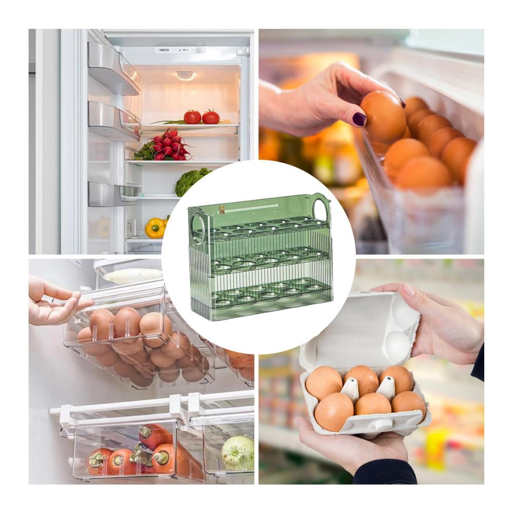 Platzsparender Eierkorb für Kühlschrank | 3-stufiges Eierhalterregal für 30 Eier | Vielseitiger Eieraufbewahrungsbehälter | Kühl und praktisch | Premium Küchenorganisation