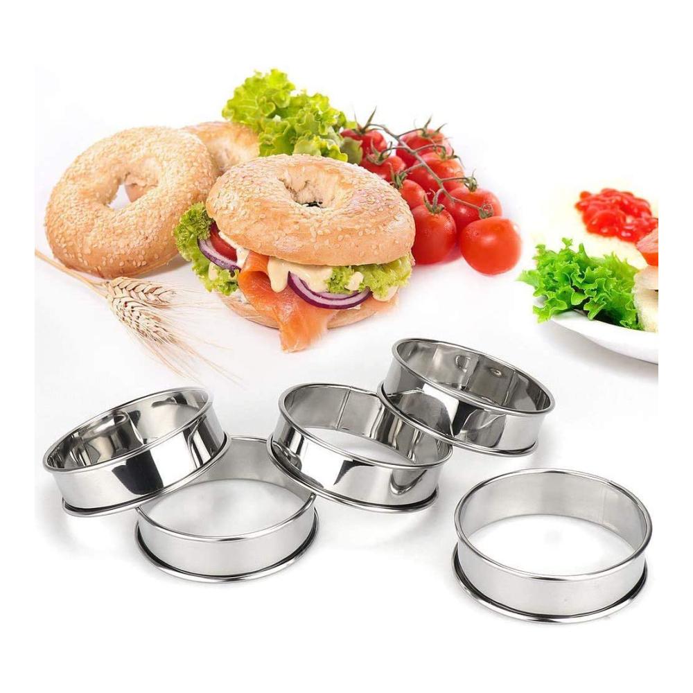Professionelles 6-teiliges Kuchenringe & -rahmen Set - Backringe für Perfekte Crumpets Muffins & mehr - Hochwertige Backformen für Kreative Kreationen in der Küche - Ideal zum Wildern von Eiern und für Mousse