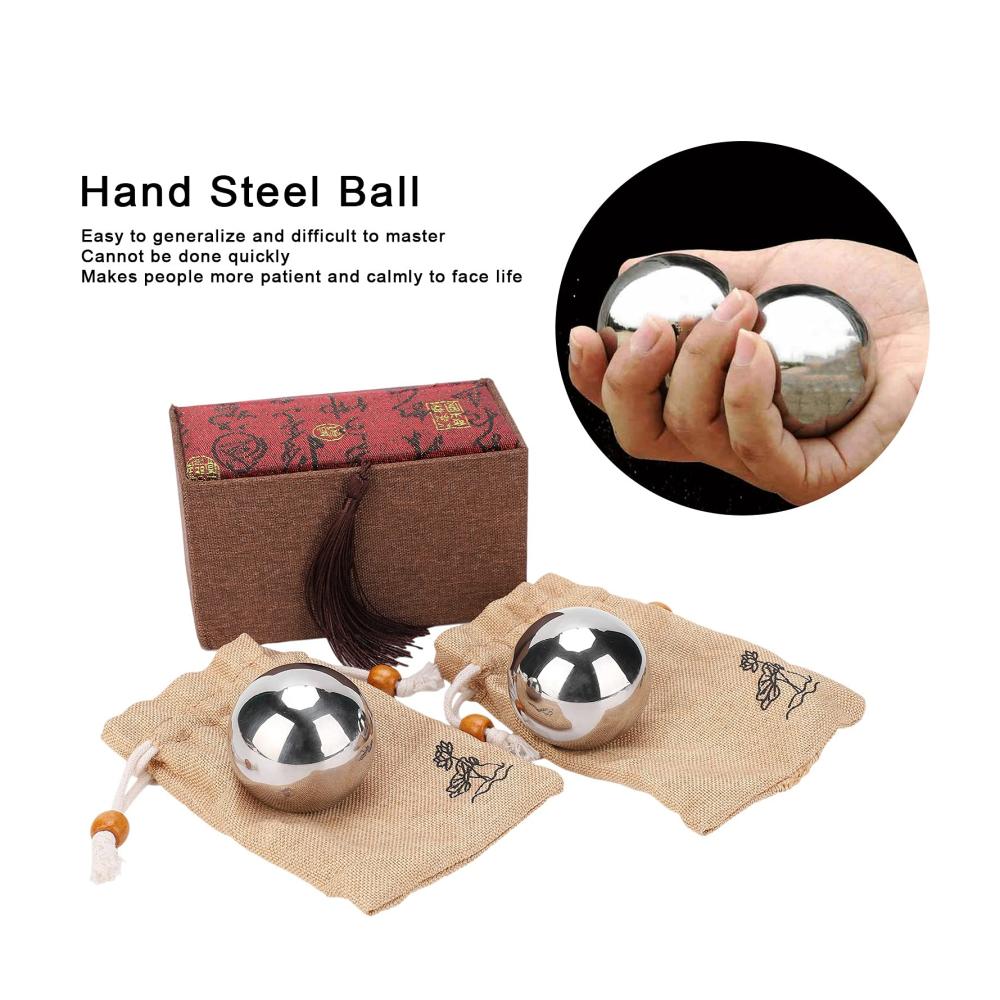 2er Set Hochwertige Edelstahl-Kugeln 50mm | Handübungen & Massage für Kraft & Entspannung | Robuste Handtrainer Boxen & Kä