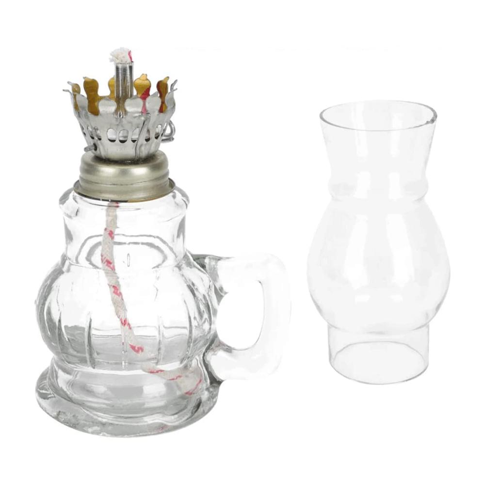 Entdecken Sie die zeitlose Eleganz Klassische Öllampen aus Glas mit Griff für drinnen und draußen. Ideal für Camping Tischdekoration und Hurricane-Licht. Klares Öl für langanhaltende H