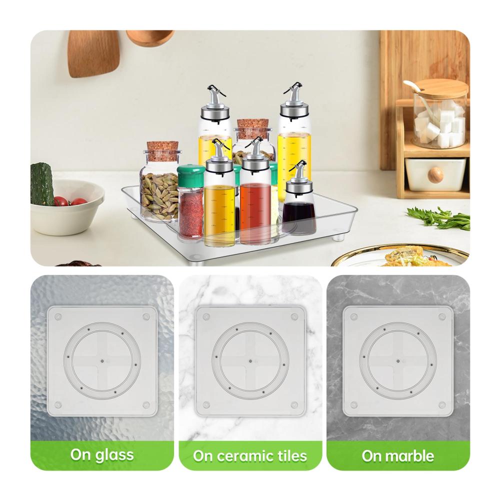 Drehbares Gewürzregal 106 x 75 Zoll - Multifunktionale Organisatoren für Küchenschränke - 360 ° Drehung - Platzsparendes Gewürzregal mit Saugpolsterquadr