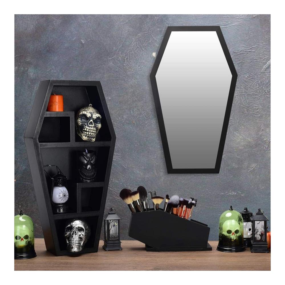 Gothic Sarg Make-up Pinselhalter | Stilvoller Kosmetikpinselbehälter mit vielen Fächern | Perfektes Geschenk für Geburtstage und Weihnachten | Organisieren Sie Ihre Pinsel stilvoll