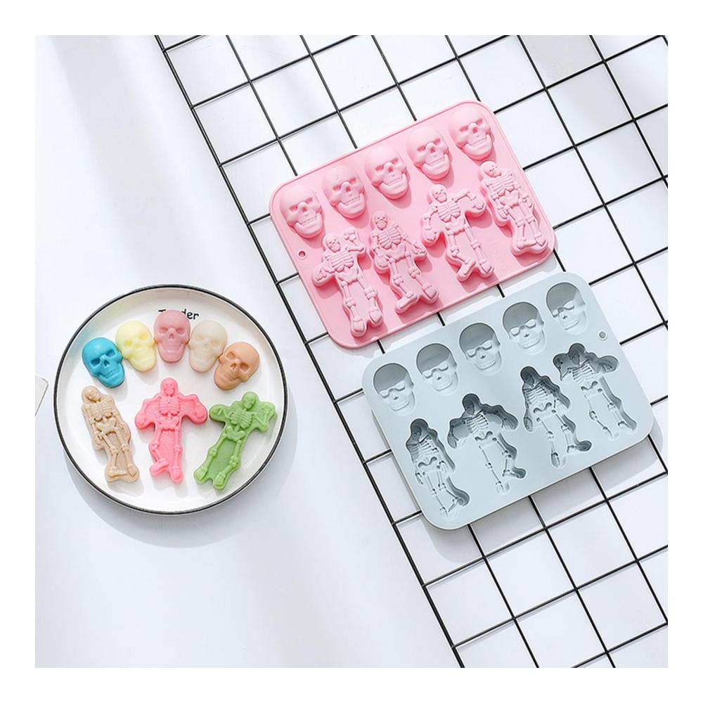 Premium Schokoladenformen Set 2 Stück Halloween-Kürbis & Grim Reaper Silikonformen für Süßigkeiten Kuchen & mehr - Ideal für Weihnachten & Partys