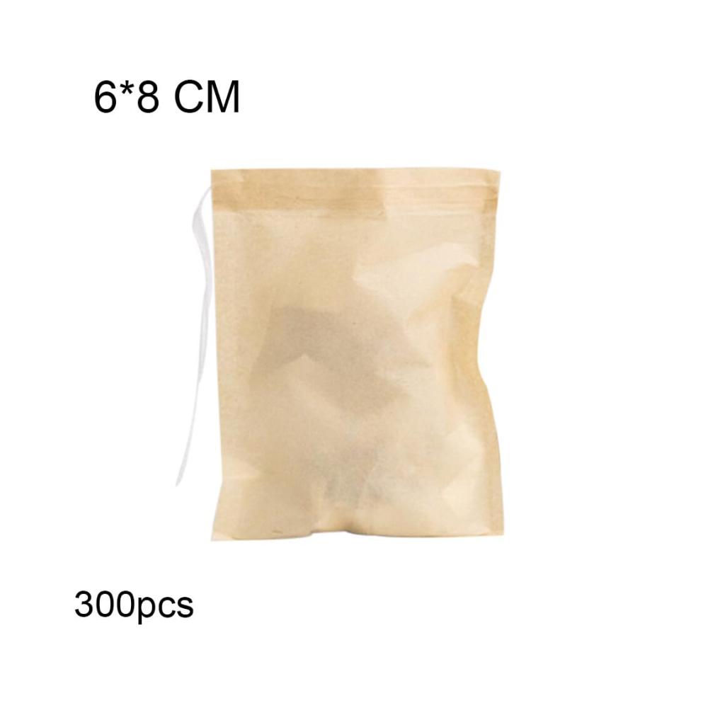 300 Stück Teefilterbeutel mit Kordelzug - ungebleichter Verschluss - leer - für Küchenpulver und Kräuterblätter - 6x8 cm - Premium-Qualität