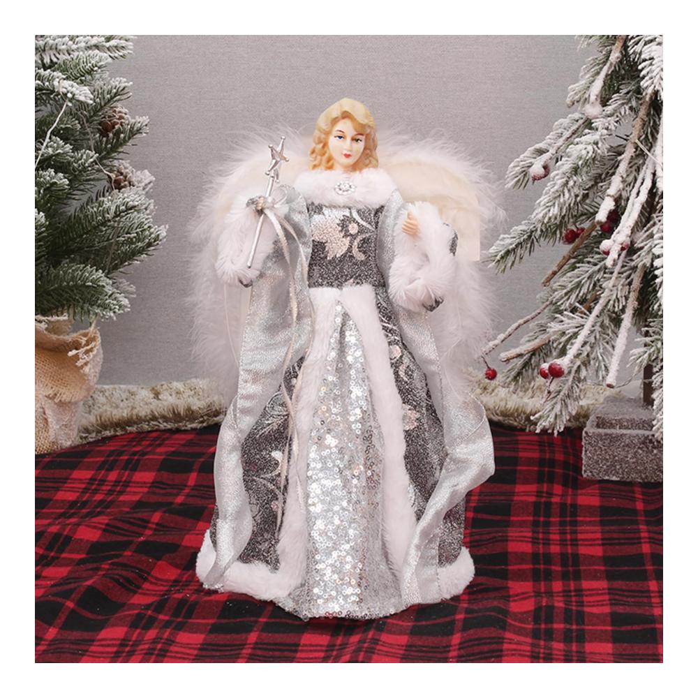 Verzaubern Sie Ihren Weihnachtsbaum mit einem himmlischen Glanz - Spitzen-Engel Baumspitze mit Federflügeln | 708-Zoll-Engel-Figur - Perfektes Festtagsornament