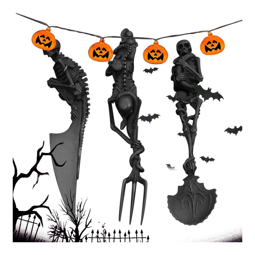 Entdecken Sie die Magie des Essens mit unseren exklusiven Halloween Bestecksets! Gönnen Sie sich gruselige Eleganz mit Gothic Skelett-Designs. Hochwertiges Metallbesteck für unvergessliche Momente bei Innen- und Außenveranstaltungen. Perfekte Ergänzung für Home Partys drinnen und draußen. Verleihen Sie Ihrer Halloween-Dekoration eine einzigartige Note