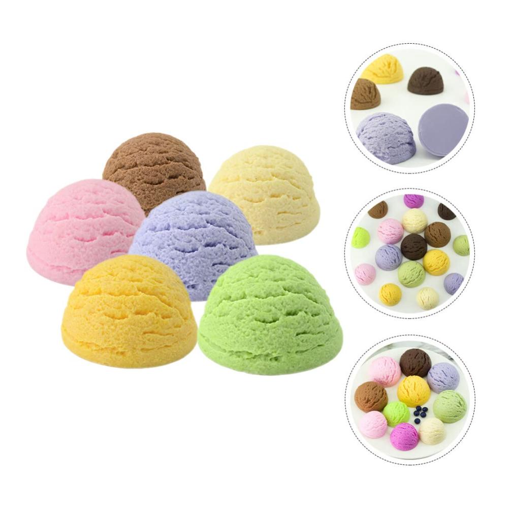 Fruchtige Versuchung 6 Stück realistische Früchte Eiscremekuchen Bälle Set - Perfekt für Kinder Spielküche Eisdiele oder zum Basteln von Süßigkeiten - Hochwertige PVC Nachbildung