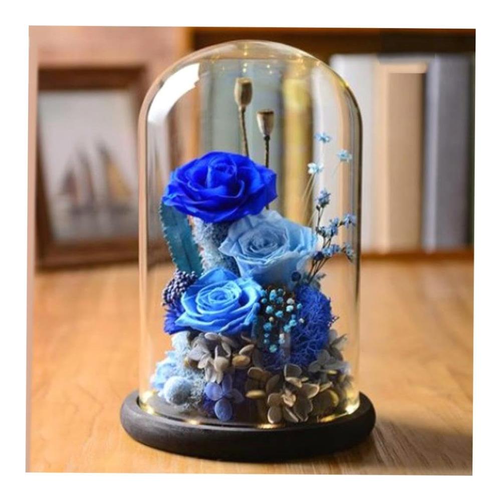 Exquisite Hochzeitsdekoration Konservierte Blumen in 5 Stück braunen Glaskuppeln – Perfekt für Weihnachten und besondere Anlässe – Durchmesser 2 cm