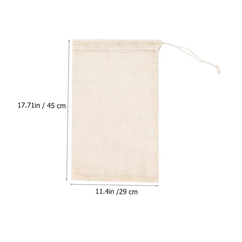Entdecken Sie die Nachhaltigkeit 3er Set Wiederverwendbare Baumwollnetz Taschen mit Kordelzug - Umweltfreundliche Einkaufstaschen für Markt und Haushalt - Ideale Netztaschen für Gemüse und stilvolles Wohnen