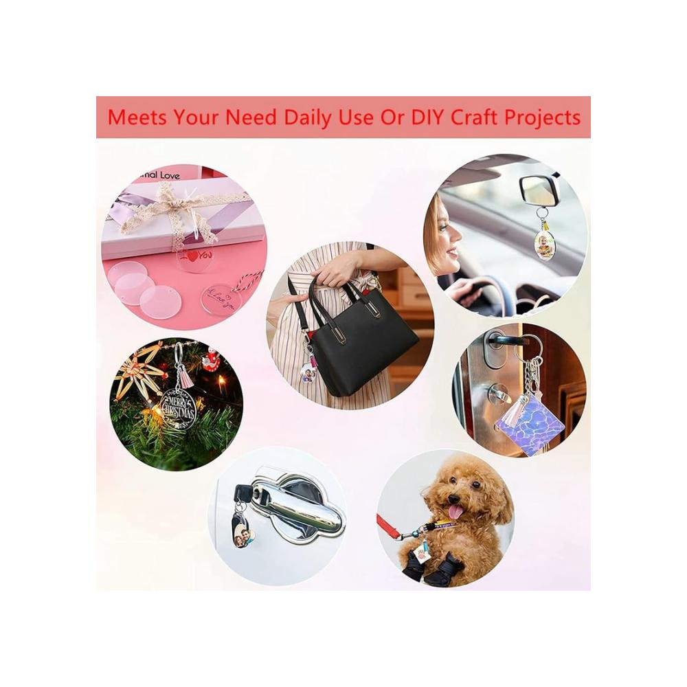 200 Stück DIY Schlüsselanhänger Set Transparente Acryl Rohlinge für kreative Ringel-Schlüsselbunde – Perfekt für individuelle Geschenke und Bastelprojekte