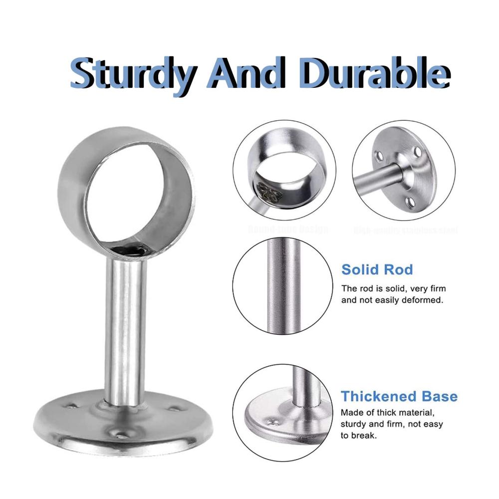 Stangenauflagen 2x Edelstahl Decken- & Wandhalterung für Gardinenstangen | Robuste Kleiderstangen-Halter für Schrank & Garderobe | Praktische 22mm Auflageträger inklusive