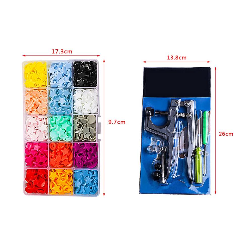 Handwerkzeuge 150 Sets Kunststoff-Harz No-Näh-Knöpfe Verschlüsse in Herz/Stern/Blume - Druckknöpfe Zangen-Set für DIY-Nähprojekte - 15 Farben T3 T5 T8 Zange inklusive - Perfekte Nähwerkzeuge für alle Kleidungsstile