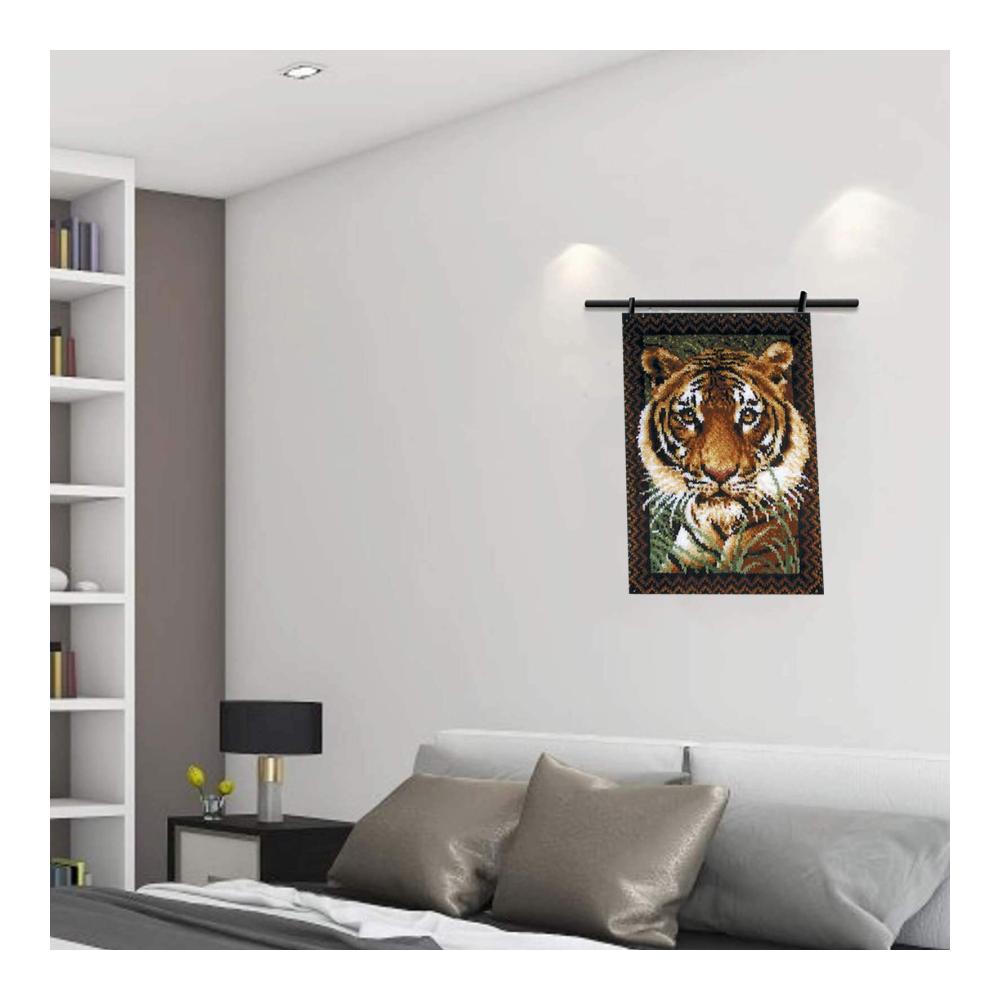 DIY Knüpf-Sets Latch Hook Kit mit Tiger-Motiv für Erwachsene und Kinder - Komplettes Handarbeit-Set zum Selber Knüpfen von Teppichen und Kissen 85x63cm