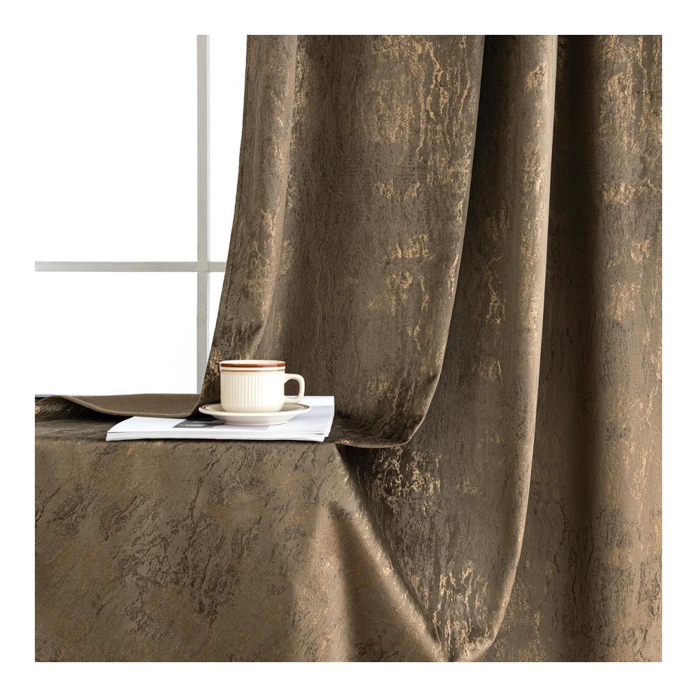 Luxuriöse Samtvorhänge Blickdicht | Gardinenschals Set für Eleganz im Wohnzimmer und Schlafzimmer | Blickdichte Ösenvorhänge Dekoschal Dekogardinen | 140x280cm | Dunkelbraun