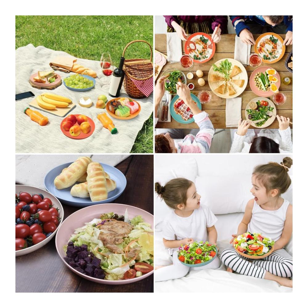 Hochwertige 6er Set Speiseteller aus bruchsicherem Material – Ideal für Salat Pasta und mehr – 9 Zoll Robuste Dinner Plates für Zuhause Partys – Mikrowellen- und Spülmaschinenfest