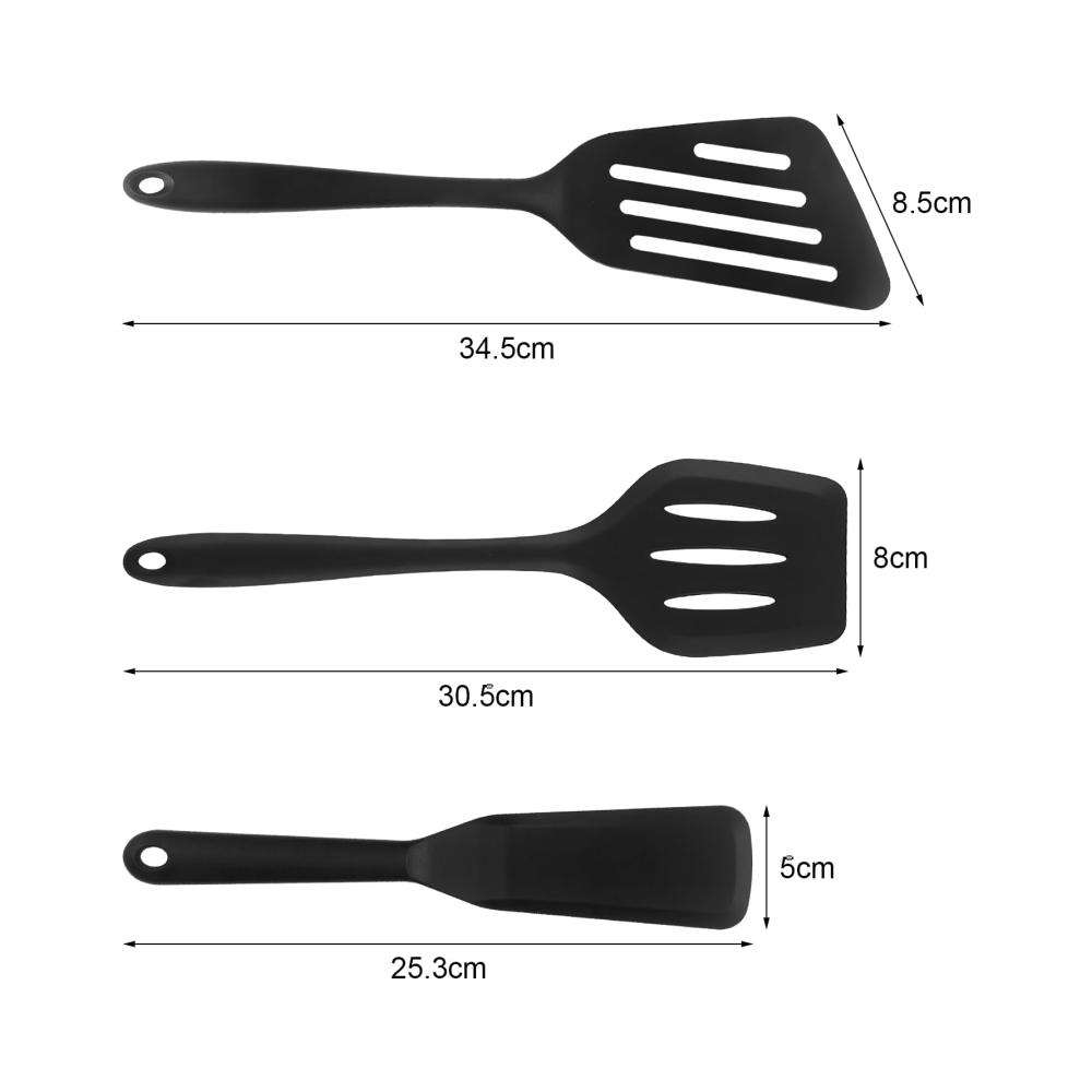 Packung mit 3 hochhitzebeständigen Pfannenwendern aus Silikon | Antihaftbeschichtung | BPA-frei | Spülmaschinengeeignet | Küchenutensilien Set | Ergonomisch geformte Wendewerkzeuge für perfektes Braten