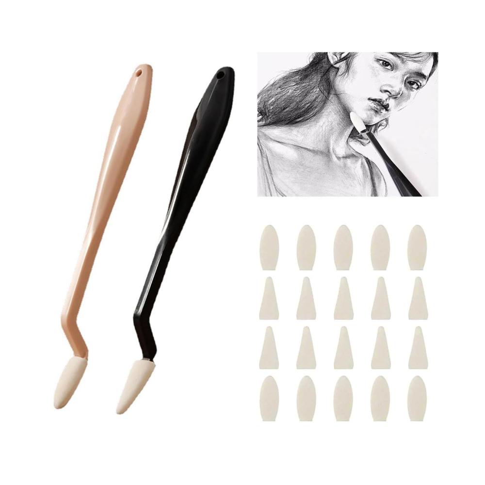 Professionelles 2-teiliges Malmesser-Set - 20 Schwammköpfe inklusive! Feine Kunst malen leicht gemacht mit Acrylfarben und Palettenmesser. Künstlerbedarf für präzise und kreative Kunstwerke