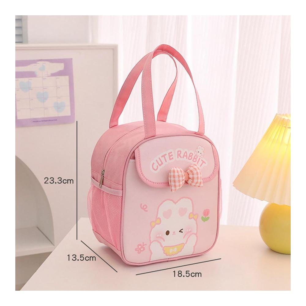 Entzückende Lunch-Tasche für Mädchen | Süße Isolierte Tragetasche für Heiße/Kalte Speisen | Wiederverwendbare Lunchbox | Kawaii-Design | Beige | Langle
