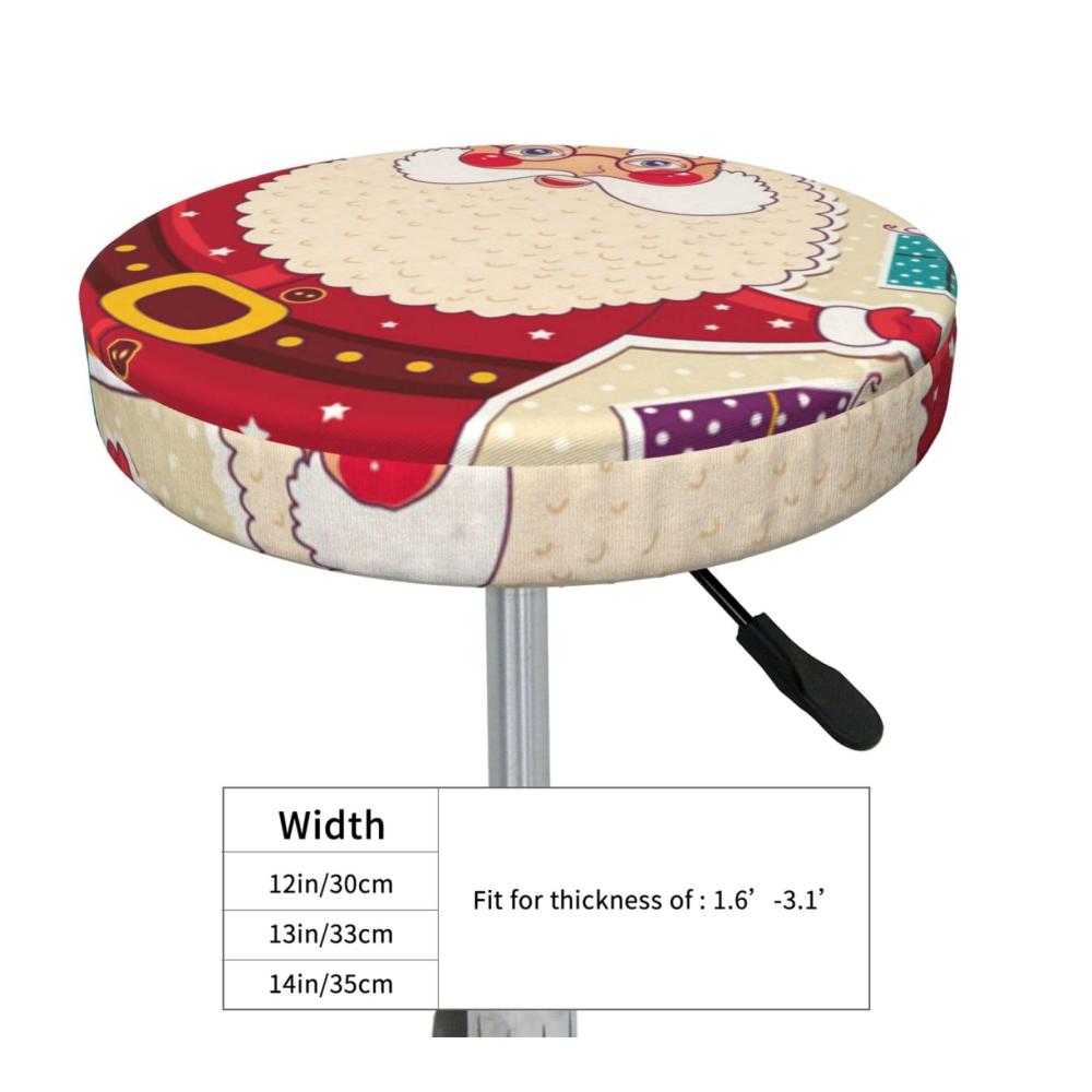 Komfortables Weihnachtsdesign Elastische Hussen für runde Barhocker - Stretch-Sitzauflagen mit rutschfester Rückseite - Waschbarer Überwurf für festliche Atmosphäre - 4er Set