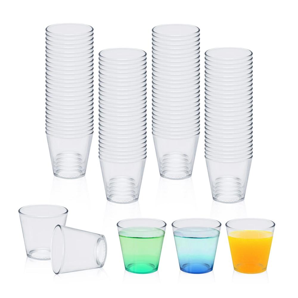 Entdecken Sie den Genuss - 100 Stück Wiederverwendbare Plastik Schnapsgläser 30ml Shotgläser Perfekt für Desserts und Vorspeisen - Umweltfreundliche Kleine Plastikbecher für besondere An