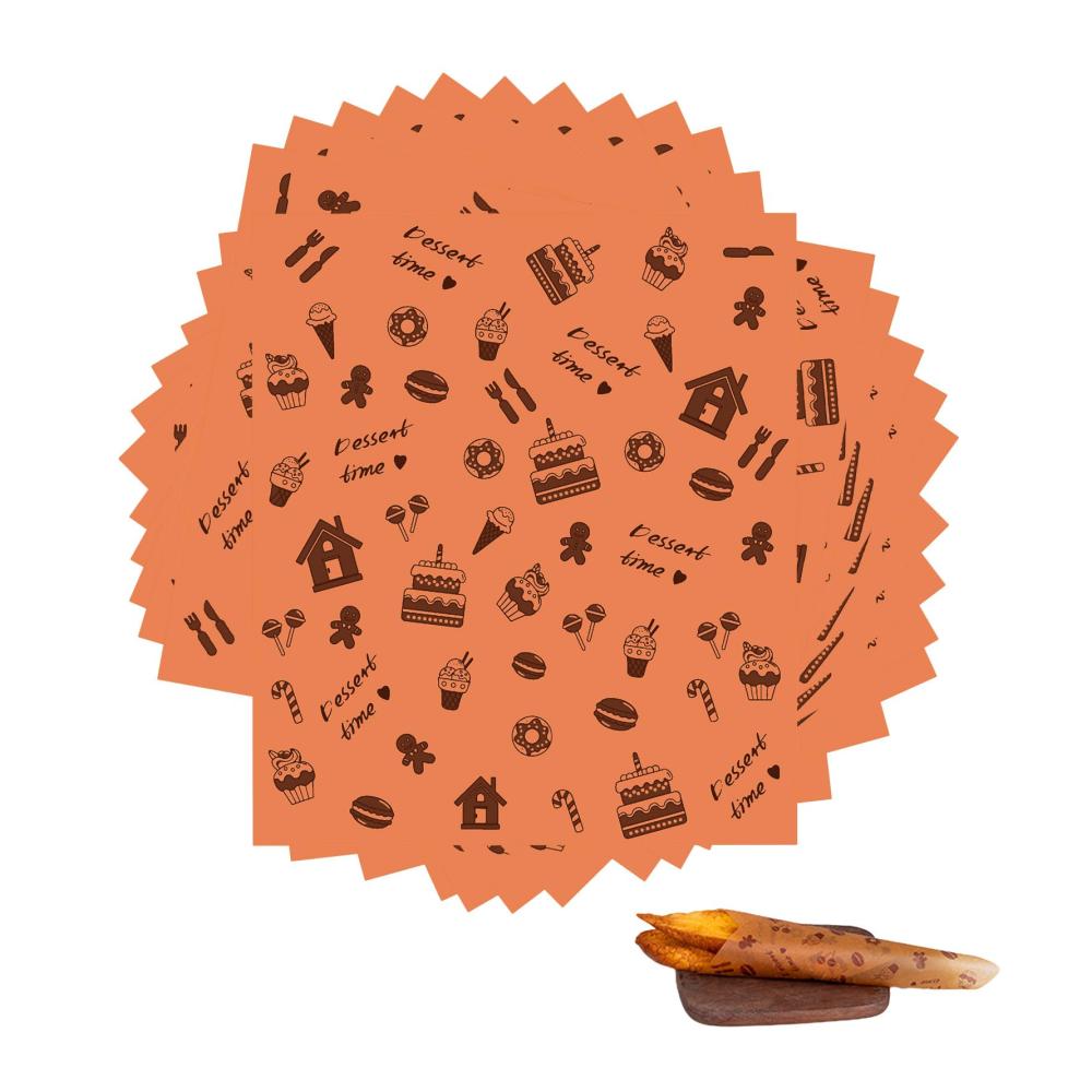 Backpapier 100 BläTt Backpapier - Sandwichpapier mit Zeitungsoptik - Wachspapier für Burger und Sandwiches - Einweg Backpapier in Mini-Zuschnitten - Wasserdicht und öldicht - Praktisches Küchenzubehör