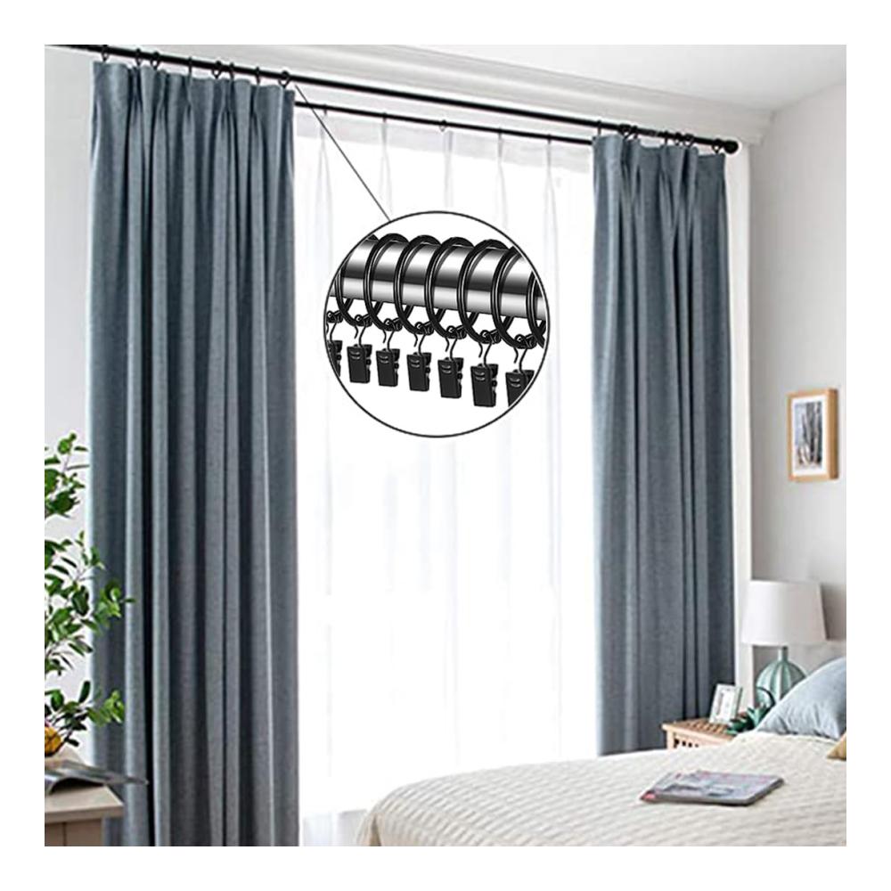 Exklusive Eleganz 50 stylische Vorhangringe mit Klammer Haken - 38 mm Innendurchmesser edles Schwarz - Hochwertige Gardinenklemmen für perfekten Fensters