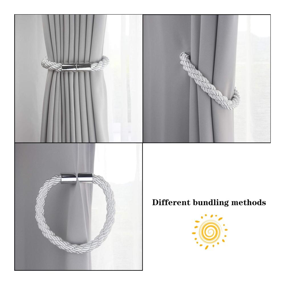 6er-Pack Magnetische Vorhang-Raffhalter - Stark haftend - Kein Bohren nötig - Praktisches Zuhause-Dekor - Halten Sie Ihre Vorhänge stilvoll zurück - Weiß - Inklusive