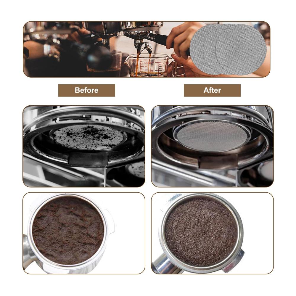 Mehrwegfilter 3er Set | Puck Screen 53.5mm | Gesinterte Kaffeefilter aus Edelstahl | Wiederverwendbare Espresso-Siebe für aromatischen Kaffee | Hochpräzise Siebträger 150μm