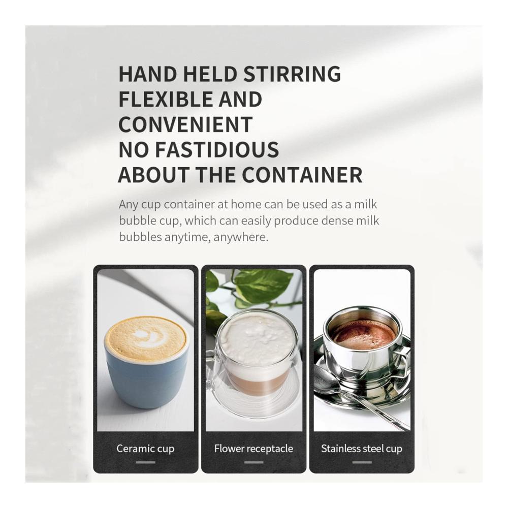 Batteriebetriebener Milchaufschäumer mit Edelstahlständer - Ideal für Kaffee Latte & Cappuccino - Tragbarer Schaumformer für zu Hause und unterwegs