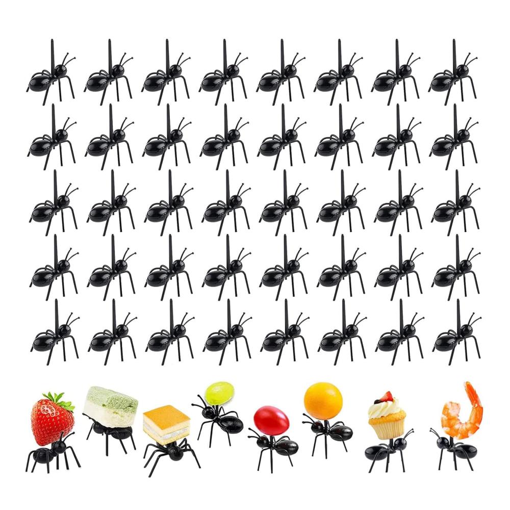 Kreative Mini-Obstgabeln - 48er Set für Kinder mit Ameisen-Design - Wiederverwendbare Gabeln für Snacks Desserts Kuchen und mehr - Ideal für Hochzeiten und Geburtstage
