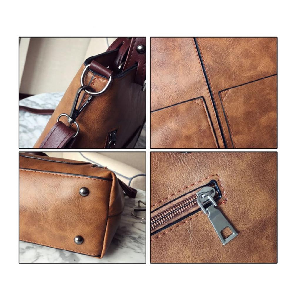 Verziertes Fotoalbenzubehör Damen Vintage Leder Schultertasche - Große Umhängetasche mit mehreren Taschen - Handtasche mit Kreuzkörper - Perfekt für Fotoliebhaber