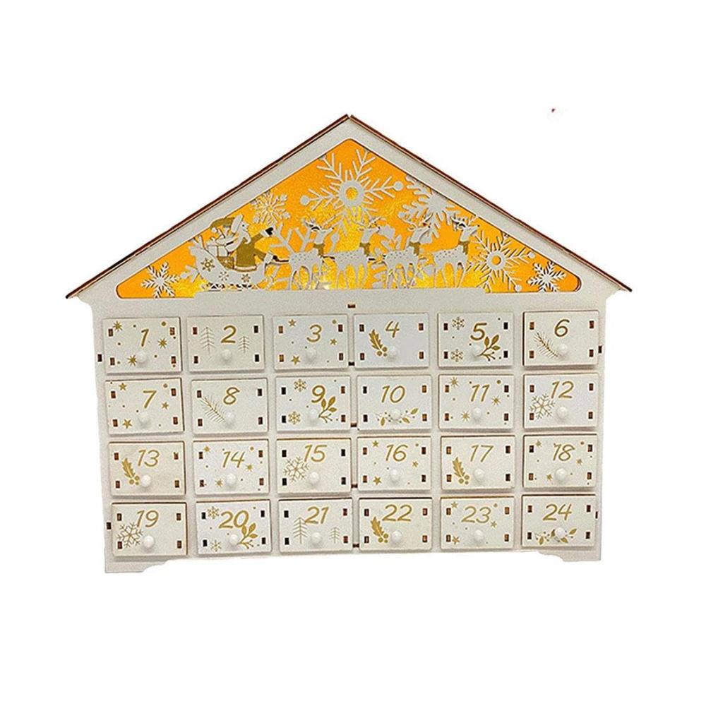 Holz Adventskalender Weihnachtsdeko Dekorativer DIY Countdown mit LED-Lichtern Schubladen und mehr - Weihnachtszauber zum Selbergestalten
