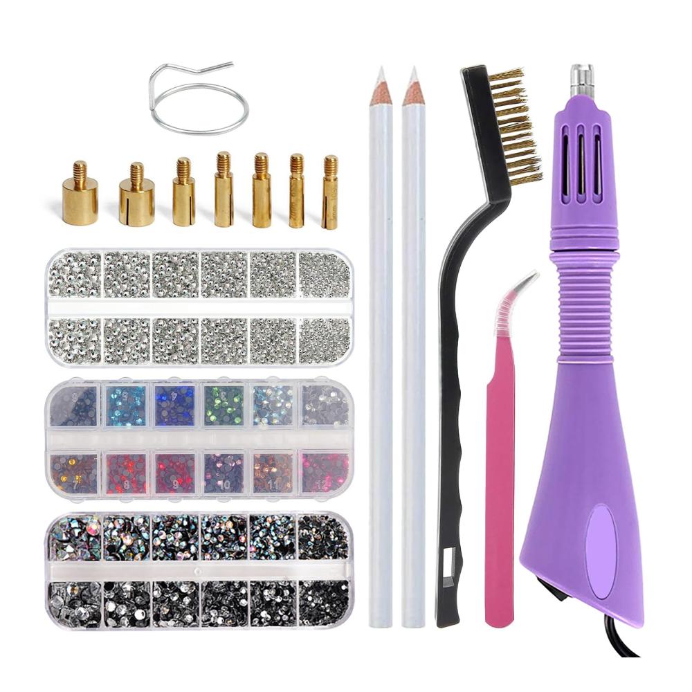 Strasssteine Applikator Set - Präzises Werkzeug für DIY-Projekte Hotfix Applikator Reinigungsbürste & Tuch. Perfekt für Kleidung Schuhe & Handyhüllen