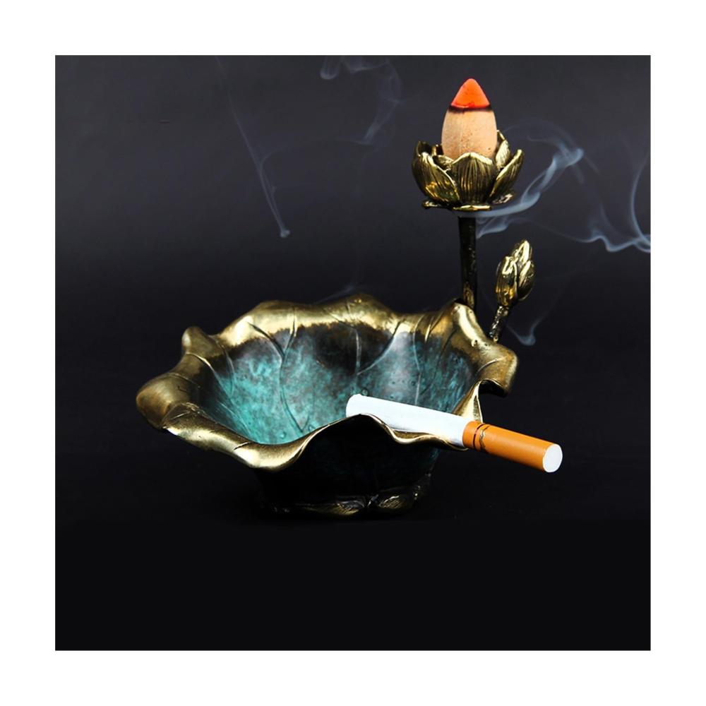 Aschenbecher aus Messing mit Vintage-Kupfer-Ornament - Attraktiver Duftumkehrer für Zuhause und Büro - Innen- und Außenbereich - Raucherfreundlicher Aschehalter - Stilvolles Wohnaccessoire (Farbe A