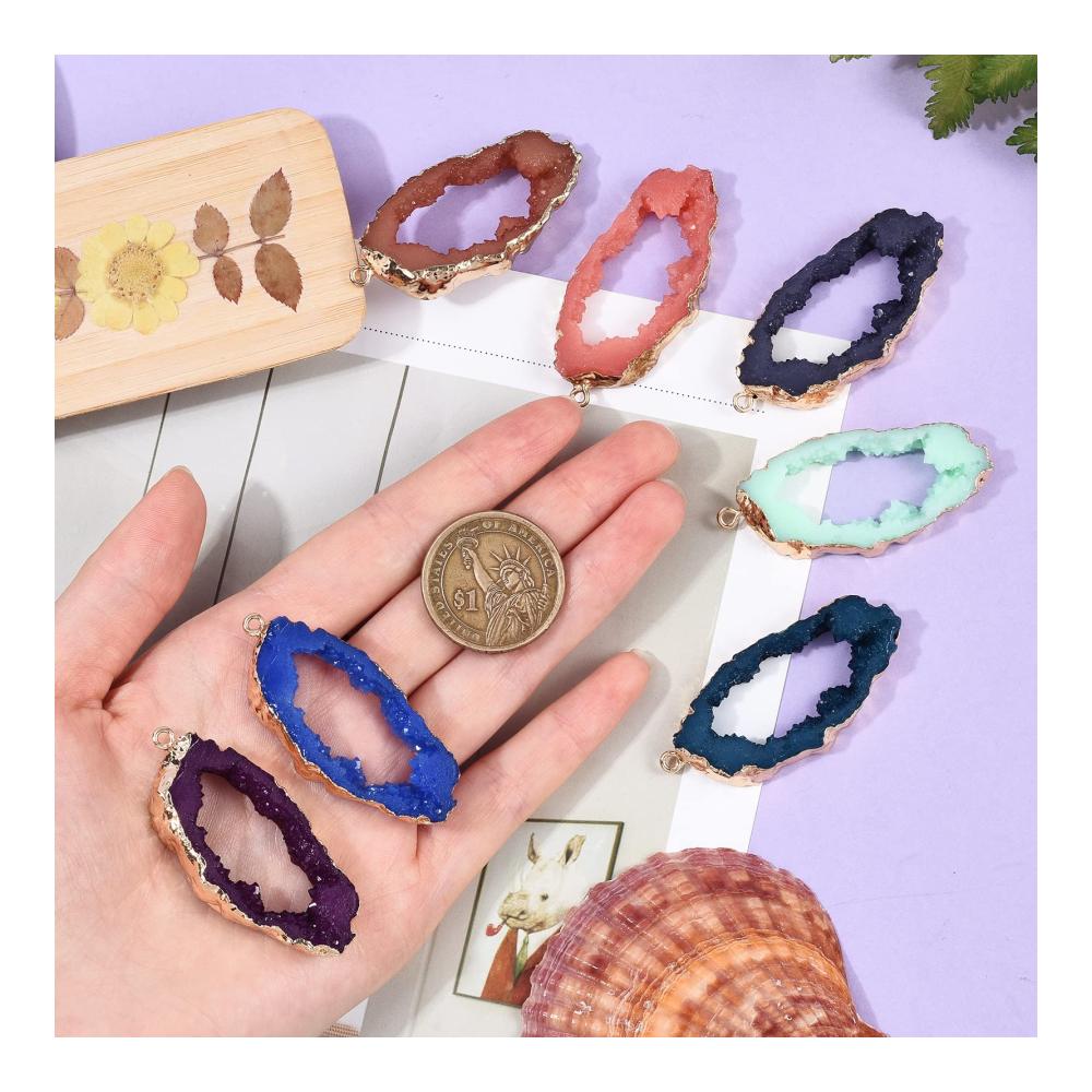 Edler Druzy Achat Harz Schmuckanhänger - Handgefertigter Charm-Anhänger für Eleganz und Stil - Perfekt für DIY-Schmuckprojekte und Geschenke - Einzigartige Accessoires für jede Gelegenheit