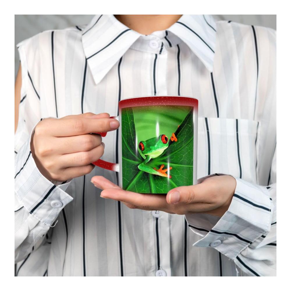 Beheizte Kaffeetasse mit süßem Frosch-Druck | Keramik-Farbwechsel | Lustige Tasse mit Thermoeffekt | Geschenke für Familie und Freunde | Perfekte Kaffeemomente mit Stil und Wärme