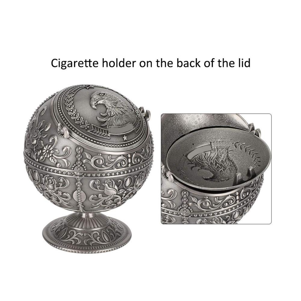 Exklusiver Globus Aschenbecher aus Zinklegierung | Vintage Design mit innovativem Winddicht-Deckel | Stilvolles Kunsthandwerk für Heimdekoration | Perfektes Accessoire