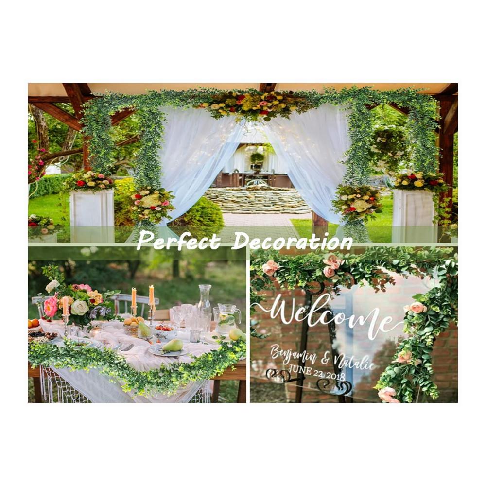 2er Set Kunststoff Eukalyptus Pflanzen - Hängende Rebe & Girlande für Hochzeit Garten Küche & Büro Dekoration - Inklusive 2 Haken