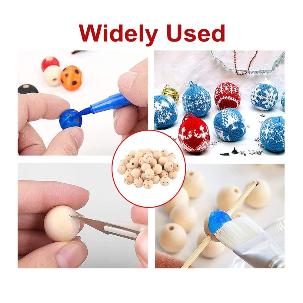 DIY Handwerksmaterial 80 Stk. Große Holzperlen 20mm mit Engelsgesicht für Schmuck & Puppen - Naturholzperlen Set für kreative Bastelprojekte