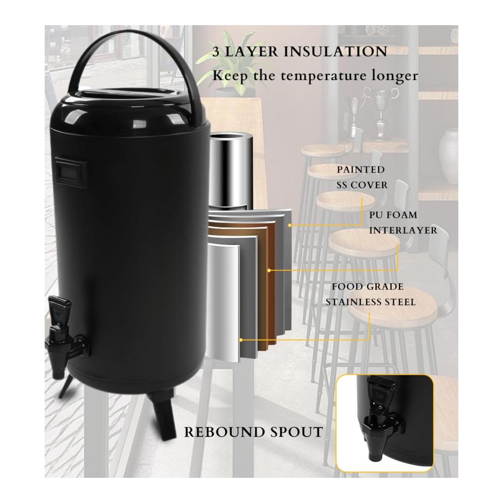 Entdecken Sie den Ultimativen Genuss Isolierte Thermoskanne mit Thermometer für Heiß- und Kaltgetränke - 12L Eisgetränkespender ideal für Kaffee Tee Wasser und Saft. Perfekter K